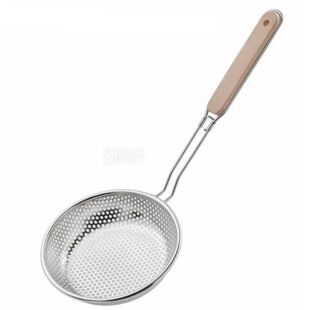 Шумівка-сито з нержавіючої сталі з дерев'яною ручкою, 41 см