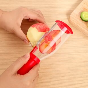 Овощечистка с контейнером, пластиковая, красная, 20 х 6 см