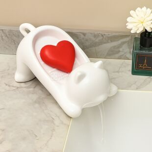 Мыльница с дренажом Котик, пластиковая, белая, 10 х 18 см