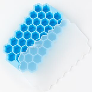 Форма для льда с крышкой Соты, силиконовая, голубая