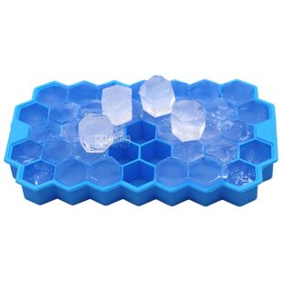Форма для льда с крышкой Соты, силиконовая, голубая