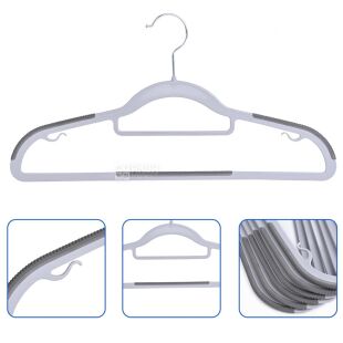 Набор вешалок с антискользящими накладками, 10 шт., серые, пластиковые