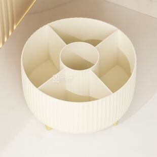 Органайзер для косметических аксессуаров и канцелярских принадлежностей, вращающийся, белый