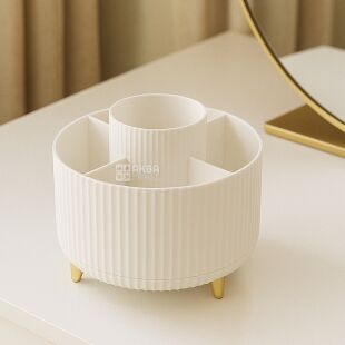 Органайзер для косметичних аксесуарів та канцелярського приладдя, обертовий, білий