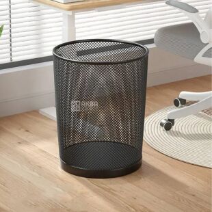 Clever, 9 л, Корзина для бумаги металлическая Клевер, черная