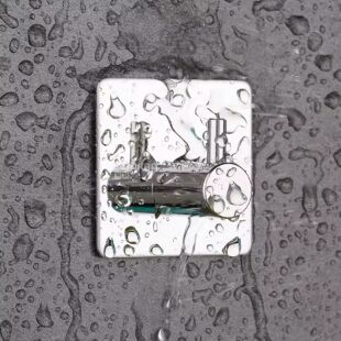 Крючок настенный на клейкой основе, нержавеющая сталь, серебристый, 1 шт., 45х45 мм