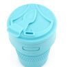 Стакан силиконовый с крышкой, складной, 350 мл, голубой