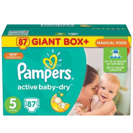 Pampers, 87 шт., подгузники, 11-18 кг, Active Baby-Dry