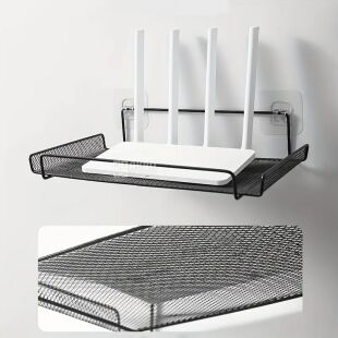 Полка для роутера, подвесная, металлическая, 17 х 30 см, черная