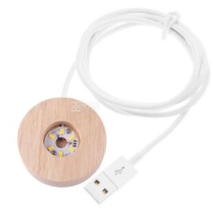 3D-Нічник скляна куля Сатурн, з дерев'яною основою, USB