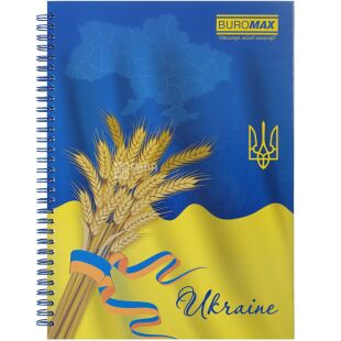 Buromax My Country, 96 листов, Блокнот на пружине в клетку Бюромакс, А4, с патриотическим принтом, в ассортименте
