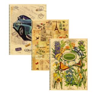 Buromax KRAFT, 80 листов, Блокнот на пружине в клетку Бюромакс, А4, в ассортименте 