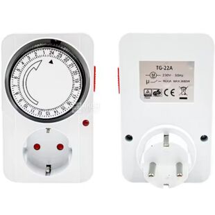 Механічний таймер-розетка 24 години, 3500 Вт, білий