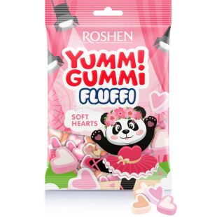 Roshen Yummi Gummi Fluffi Soft Hearts, 65 г, Маршмеллоу цветной Сердечки Ямми Гамми, Рошен
