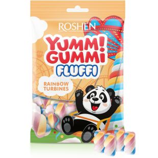 Roshen Yummi Gummi Fluffi Rainbow Turbines, 65 г, Маршмеллоу кольоровий Веселка Яммі Гаммі, Рошен