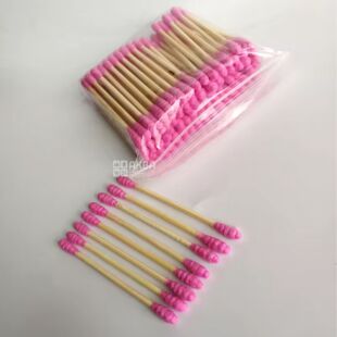 Ватные палочки на деревянной основе, 100 шт., розовые