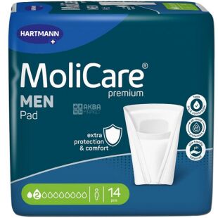 Hartmann MoliCare Premium MEN PAD, 14 шт., Прогладки урологічні абсорбуючі при нетриманні сечі для чоловіків, 2 краплі