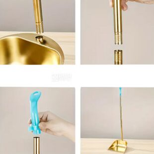 Набор для уборки Совок и щетка, металлический, золотистый