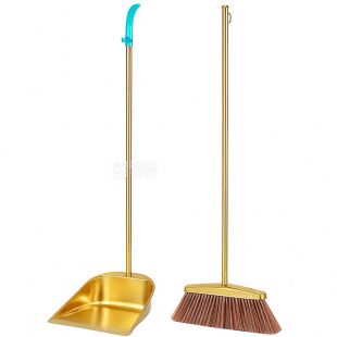 Набор для уборки Совок и щетка, металлический, золотистый