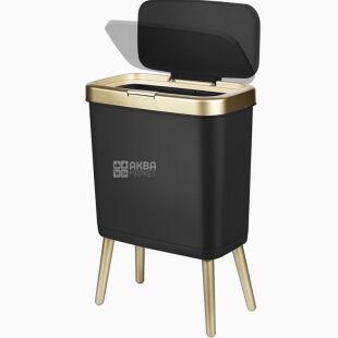 ViO15B01-RЕ, 15 л, Кошик для сміття з натискною кришкою на високих ніжках, пластиковий, чорний