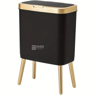 ViO15B01-RЕ, 15 л, Корзина для мусора с нажимной крышкой на высоких ножках, пластиковая, черная