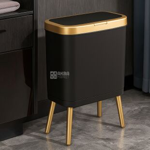 ViO15B01-RЕ, 15 л, Корзина для мусора с нажимной крышкой на высоких ножках, пластиковая, черная