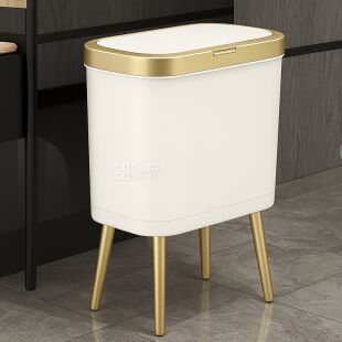 ViO 15B01-RЕ, 15 л, Кошик для сміття з натискною кришкою на високих ніжках, пластиковий, білий