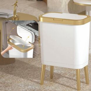 ViO 15B01-RЕ, 15 л, Кошик для сміття з натискною кришкою на високих ніжках, пластиковий, білий