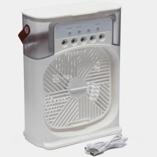 Вентилятор-зволожувач з резервуаром для води та підсвіткою 4в1, білий 