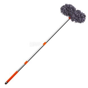 Щітка для миття автомобіля з телескопічною ручкою, подвійна, обертова