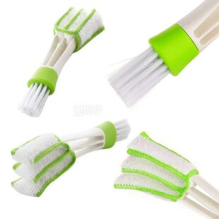 Щітка для чищення автомобільних вентиляційних отворів, 2в1, пластикова, біла, 16 см