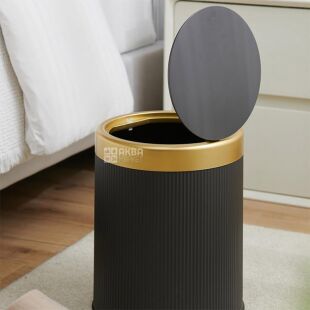 Кошик для сміття з натискною кришкою, пластиковий, 12 л, чорний