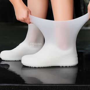 Защитные бахилы для обуви, водонепроницаемые, латексные, белые, 1 пара