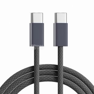 Кабель для быстрой зарядки Type C - Type C в текстильном оплетении, 2 м, черный