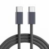Кабель для быстрой зарядки Type C - Type C в текстильном оплетении, 2 м, черный