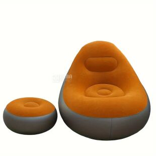 LEEDSOOY, Надувное кресло с пуфом, оранжевое