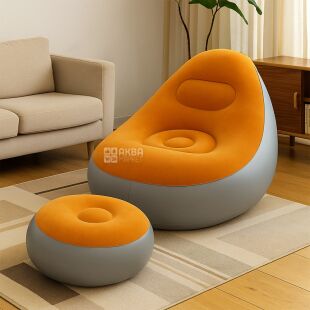 LEEDSOOY, Надувное кресло с пуфом, оранжевое