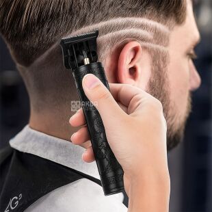 Vintage T9, Машинка для стрижки, з насадками, акумуляторна, чорна