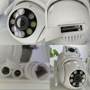 Wi-Fi Камерa відеоспостереження з двома лінзами і нічним кольоровим баченням, 4К, 8МП, біла