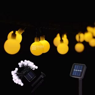 Гирлянда уличная на солнечных батареях Хрустальные шары, 6,5 м, 30 LED-лампочек