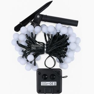 Гірлянда вулична на сонячних батареях Кришталеві кулі, 6,5 м, 30 LED-лампочок