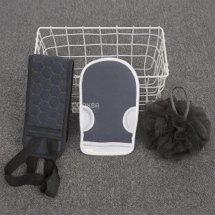 Набор мочалок для душа, 3 предмета, серый