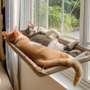 Лежанка-гамак для котов оконная, на присосках, 54x30 см