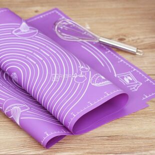 Килимок для тіста із вимірами, силіконовий, 60 х 45,5 см, фіолетовий