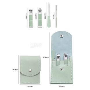 Набор для маникюра, 4 предмета, в чехле, мятный