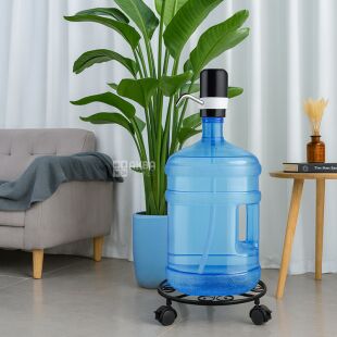 Подставка под бутыли и вазоны, на колесах, черная, металлическая, D30 см 