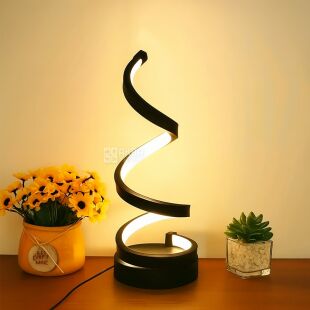 Настільна LED-лампа, спіральна, чорна, 10 х 27 см