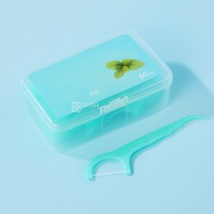 Флосс-стик одноразовый для межзубной чистки, Мята, 50 шт.