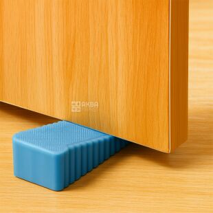 Стопор для дверей, голубой, силиконовый, 95х40х27 мм