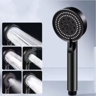 Насадка для душа с высоким давлением, 5 режимов, пластиковая, черная